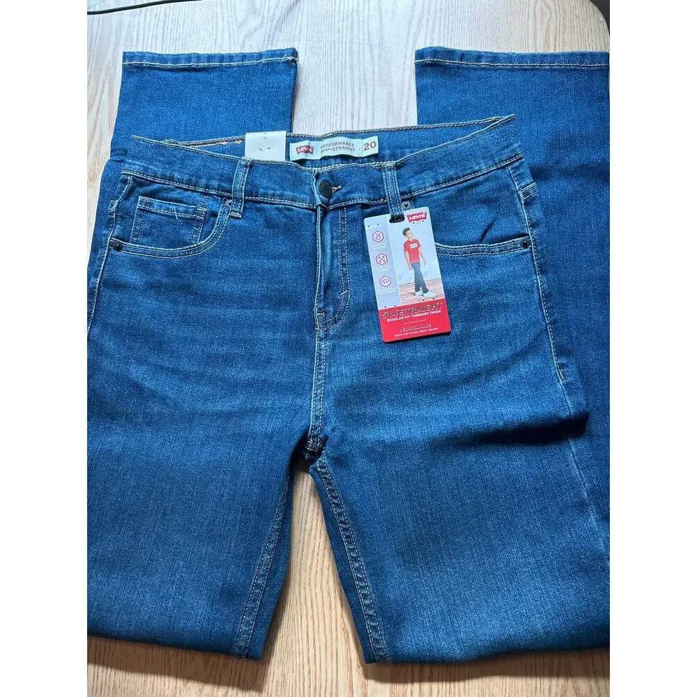 New Boys Levi’s 514 Straight Fit Stretchy Jeans Dark Blue size 20